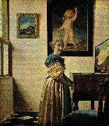 Jan Vermeer damen vid spinetten oil on canvas